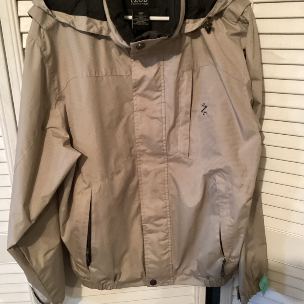 Izod Performx men’s large wind and rain resistant jacket,beige